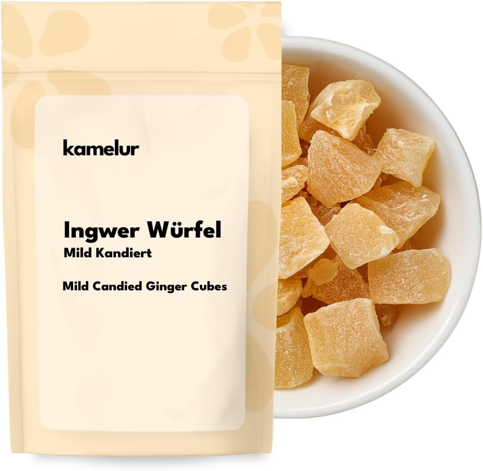 Kamelur 1kg Sweet Ginger Dice - Premium Candied Ginger Cubes, Sulphite Free - Image 2