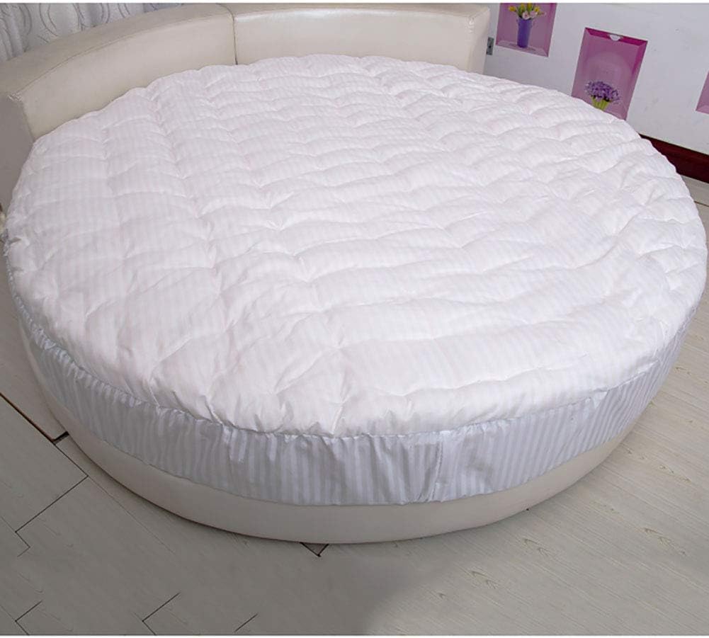 MSM Round Mattress Protector Topper, 100% Thick Cotton Quilted Futon Mattress for Round Bed, Suitable for Tatami Beds Futon Topper White, Diameter: 200 cm/79 inches - Image 2