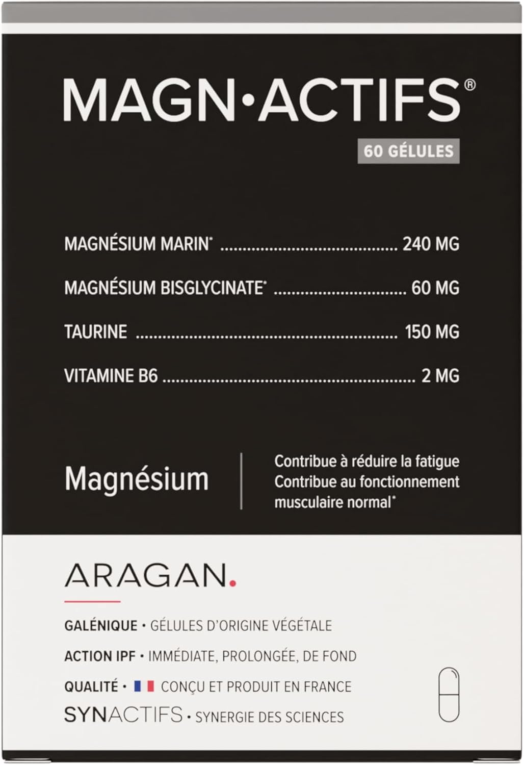 Magnactifs - Magnesium Bisglycinate & Marine - Anti-Fatigue, Anti-Stress Adult, Nervous Balance - Taurine, Vitamin B6 - Aragan - 60 Capsules - Image 2