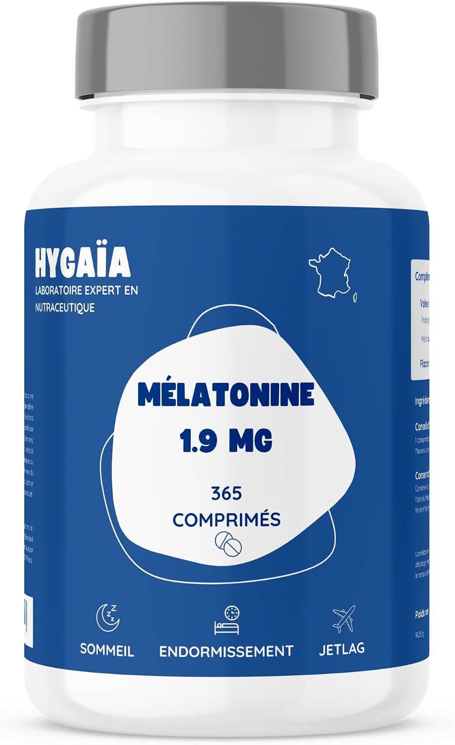 Melatonin 1.9 mg | 365 Tablets | Fast Acting | Adult Sleep | Dietary Supplement | No Addiction | Fast Sleep, Repairing Night | High Dosed | Made in France - Image 2