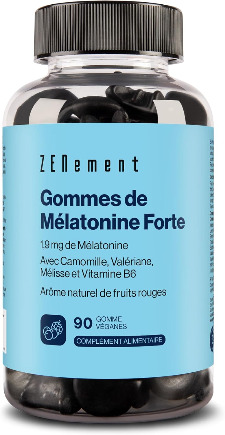 Melatonin Gums 1.9 mg - Chamomile, Valerian & Melissa - 90 Gums | with Vitamin B6 & Elderberry - No Gelatin, No Added Sugars, Vegan - Red Fruit Flavour - 1 per day - Zenement - Image 2