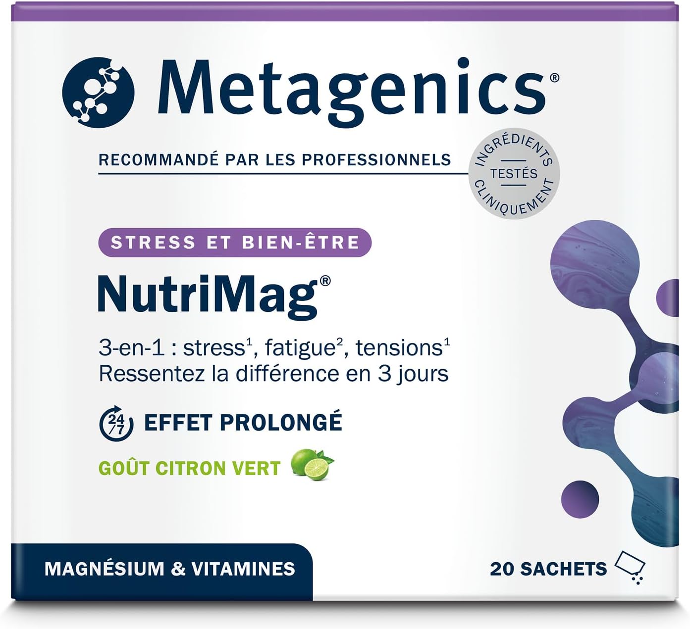 Metagenics NutriMag Magnesium, Stress Fatigue, Lime, 20 Sachets - Image 2
