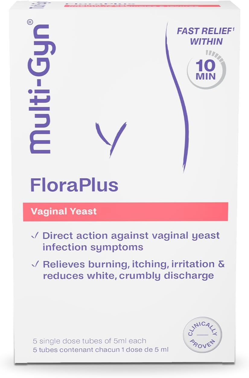 Multi-Gyn FloraPlus - Treats Thrush Symptoms - Clinically Proven - Fast Relief in 10 Minutes - With Prebiotics & Lactic Acid - 5 Single Dose Tubes - Image 2