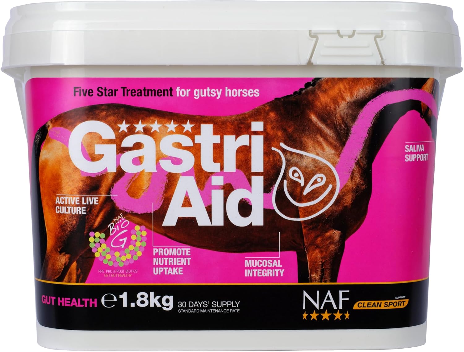 NAF Five Star GastriAid – Complément alimentaire avancé pour la santé intestinale pour chevaux – Favorise la santé digestive totale et favorise une absorption efficace des nutriments – Comprend des - Image 2