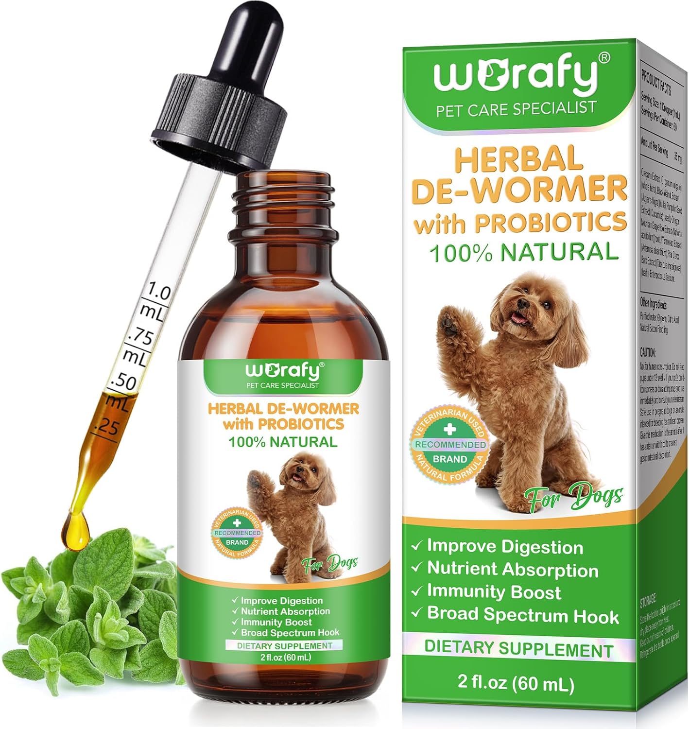 Natural Intestinal Defense for Dogs, Herbal Cleansing with Wormwood, Black Nut & Probiotics - Promotes Gut Health & Flora Balance, 60ml - Image 2