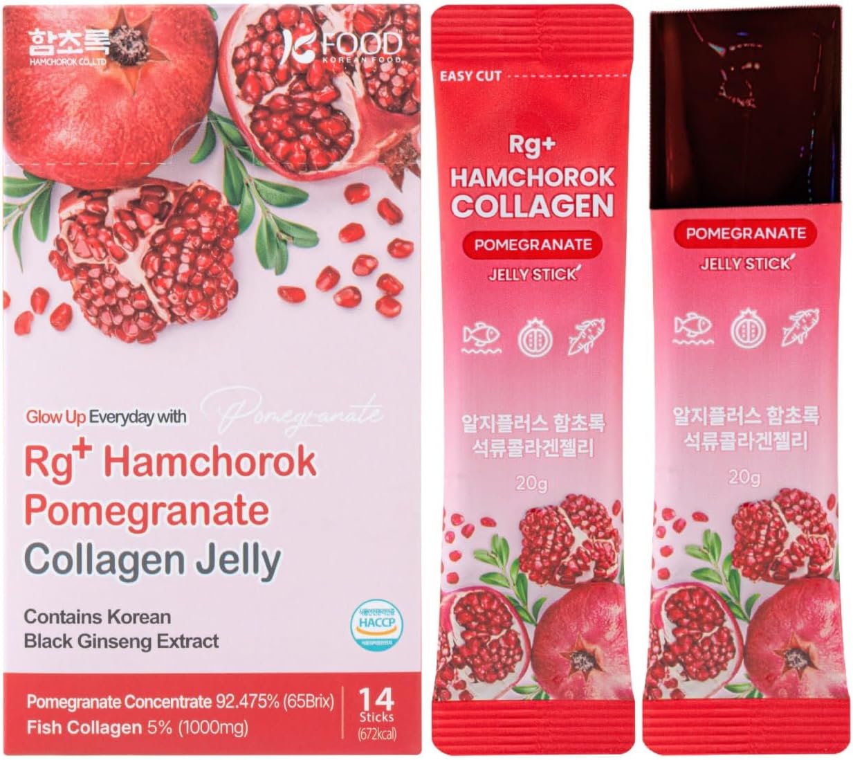 Pomegranate Collagen Jelly Rg+ (20gx14stick)/Anti-Aging Korean-Beauty/360DA Marine Collagen + Vitamin C&E Ginseng Concentrate for Immune Support(14) - Image 2