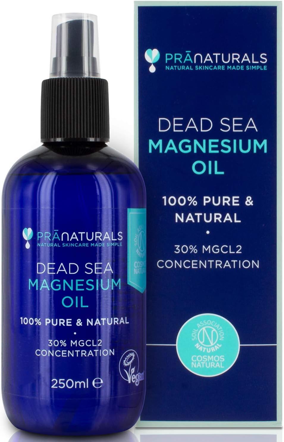 PraNaturals Pure Dead Sea Magnesium Oil Spray 250ml | Muscle Relaxation Oil, Natural Deodorant, Hair Care, Dental Descaling, Vegan & Cruelty Free - Image 2