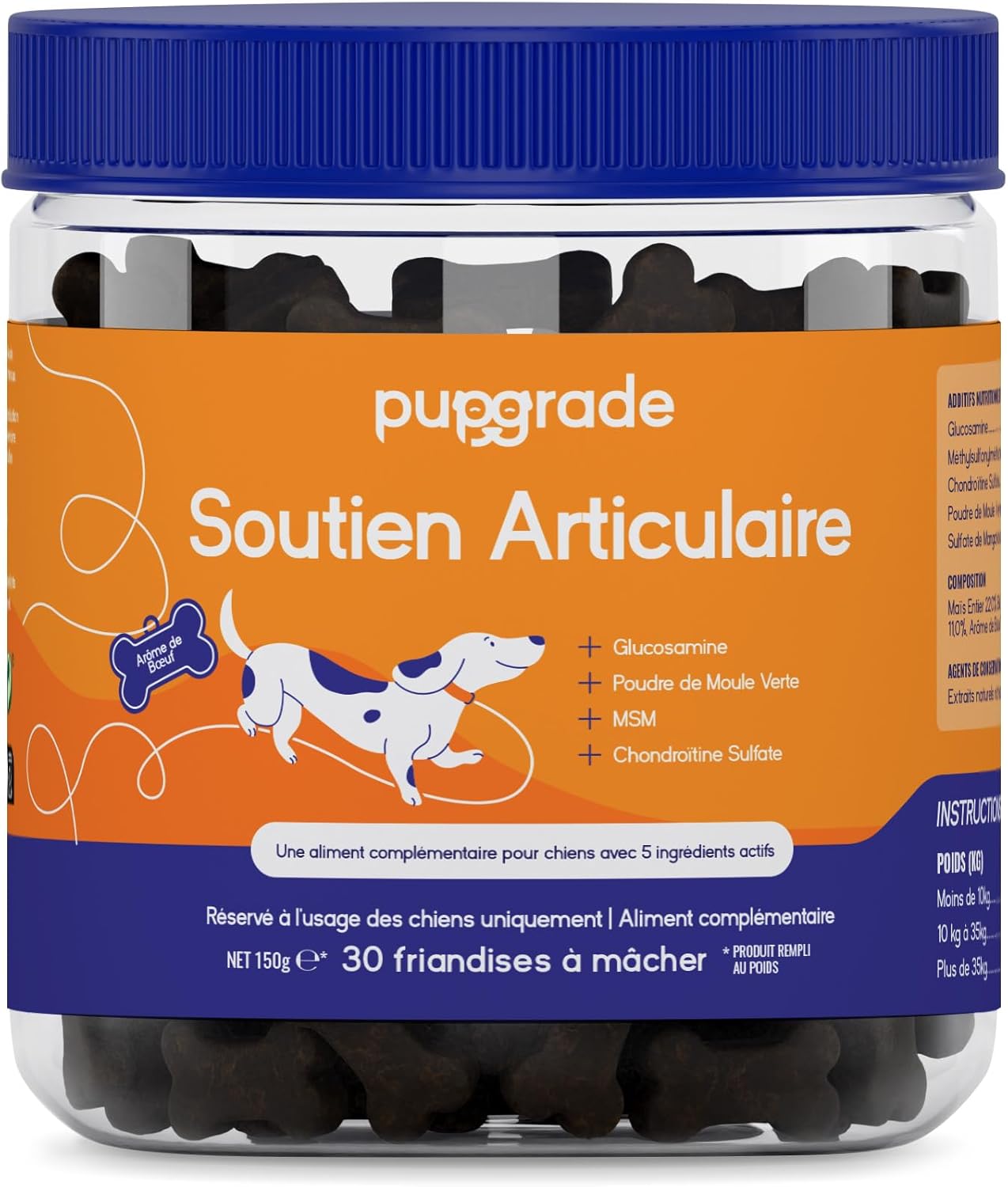 PupGrade Joint Support for Dogs - Glucosamine Chondroitin with MSM & Green Mussels - Hip & Joint Pain Relief - For All Sizes, Breeds, Ages - 30 Soft Treats - Image 2
