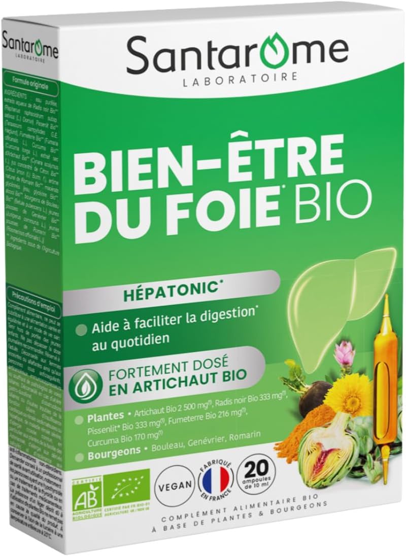 SANTAROME Organic Liver Well-Being - Artichoke 2500 mg - 20 Ampoules France - Image 2