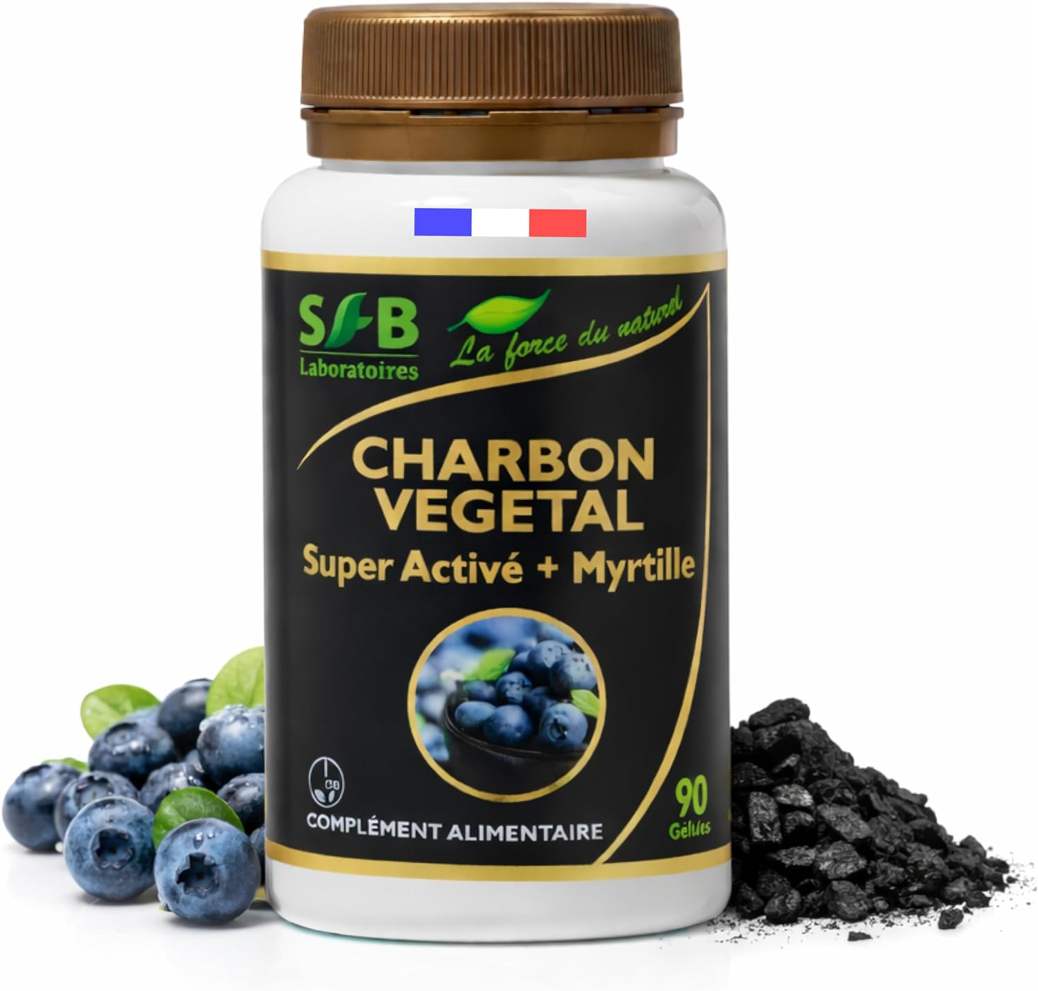 SFB Laboratoires - Super Activated Vegetable Charcoal with Blueberry - High Absorption - Limits Bloating - Reduces Intestinal Gases - Digestive Wellness - 90 Vegetable Capsules - Image 2