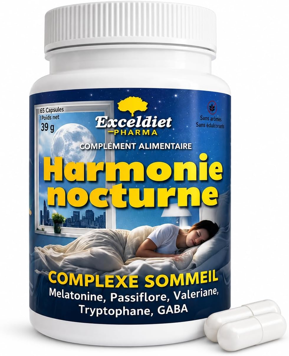 Sleep & Relaxation - Night Harmony - Melatonin & Valerian - 60 Capsules Without Addiction - Cure 30 to 60 Days - GABA, Tryptophan & Passion Flower - Image 2