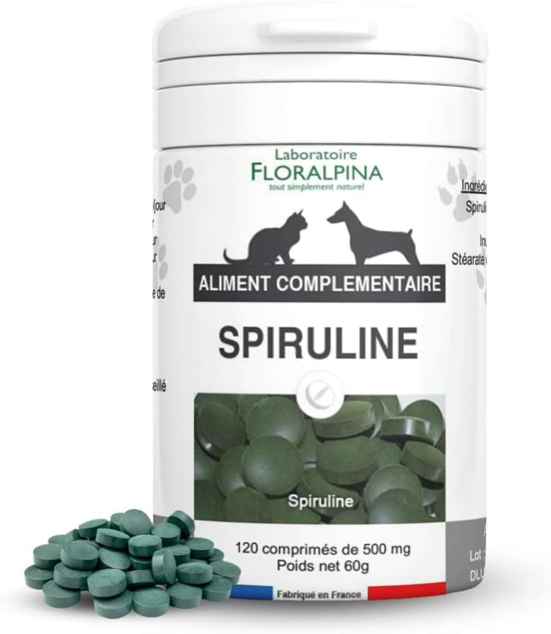 Spirulina 120 Tablets for Dogs and Cats - Natural Nutritional Supplement, Immune Support and Digestive Health, Rich in Proteins and Antioxidants - Image 2