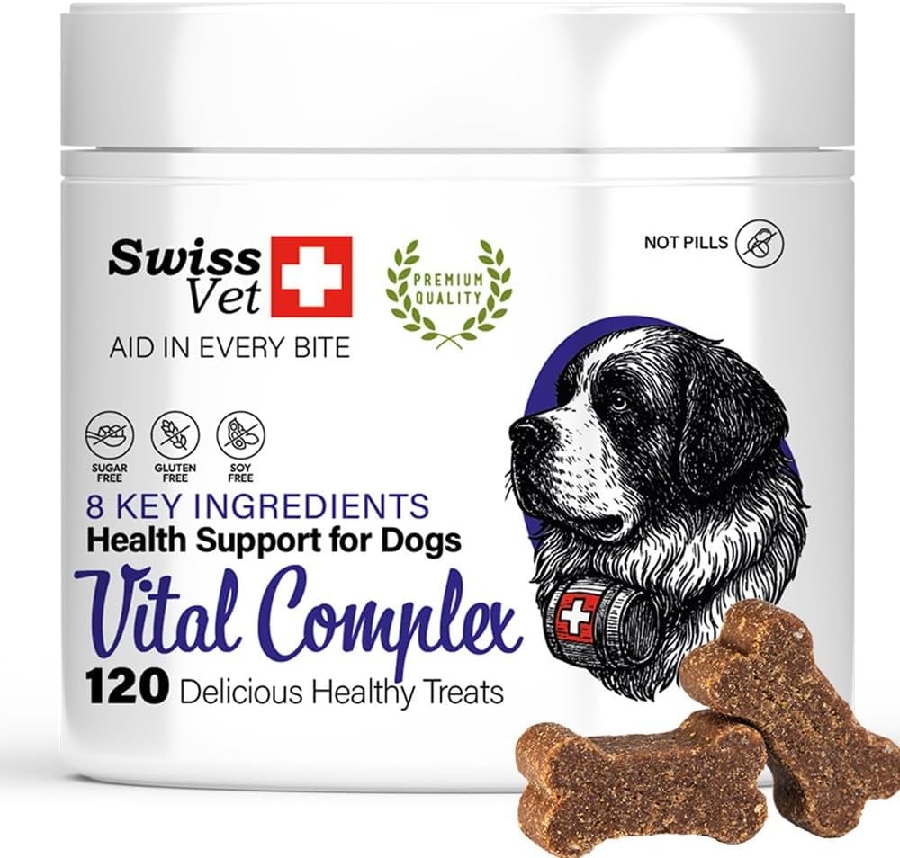 SwissVet 8 in 1 Multivitamin Dog - 120 Joint Treats - Glucosamine, Chondroitin, MSM, Collagen - Digestion (Probiotics) & Salmon Oil Omega 3 - Anti Itching & Shiny Hair - Image 2
