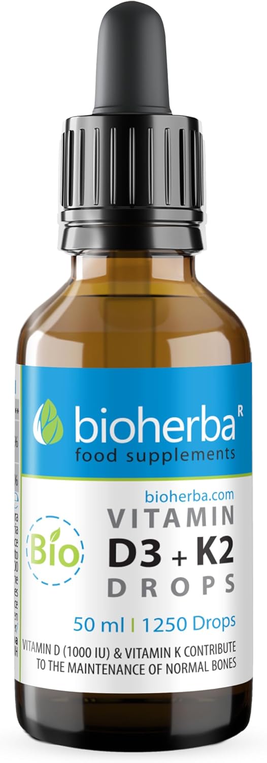 Vitamin D3 + K2 Drops - High Content Formula with MK-7 & MCT Oil | 50ml (1250 Drops) - by Bioherba (1) - Image 2