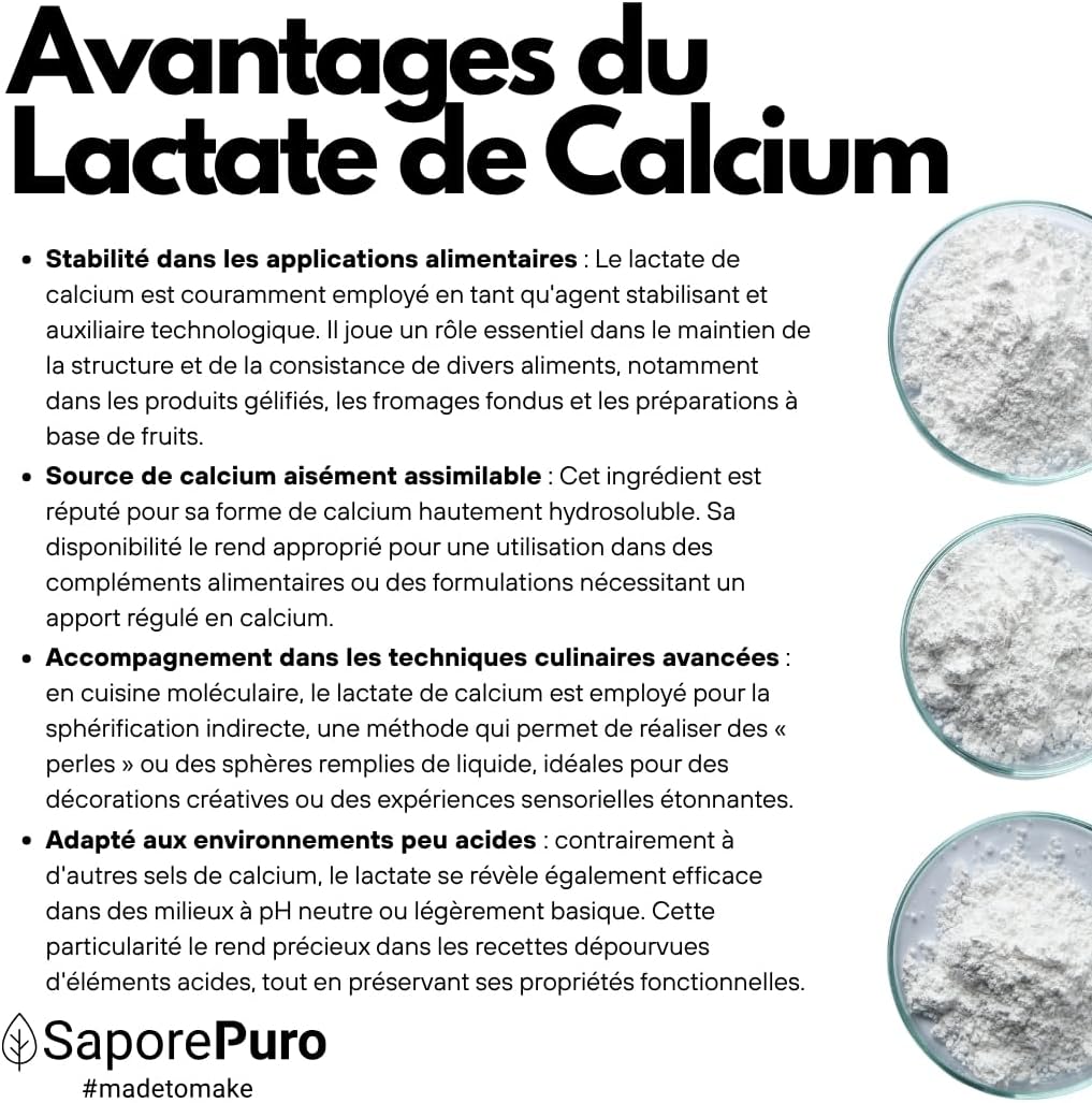 Saporepuro Calcium lactate powder 250g - ideal for spherification in molecular cooking - Image 5