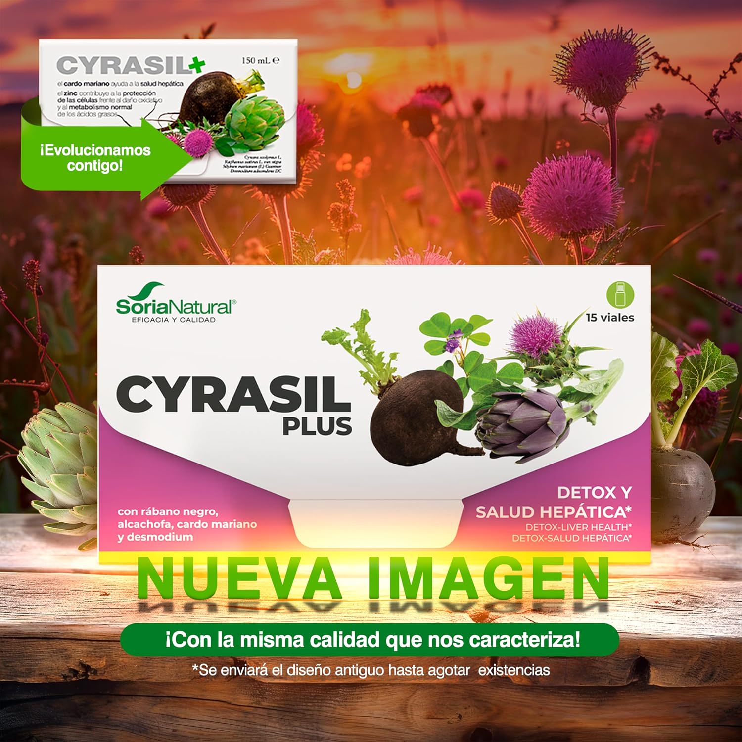 (PACK 2) Soria Natural Cyrasil Plus - The Most Powerful Detox with Black Radish, Artichoke, Milk Thistle, Zinc and Soy Lecithin - Purifies Toxins, Weight & Fluid Control, 30 - Image 3