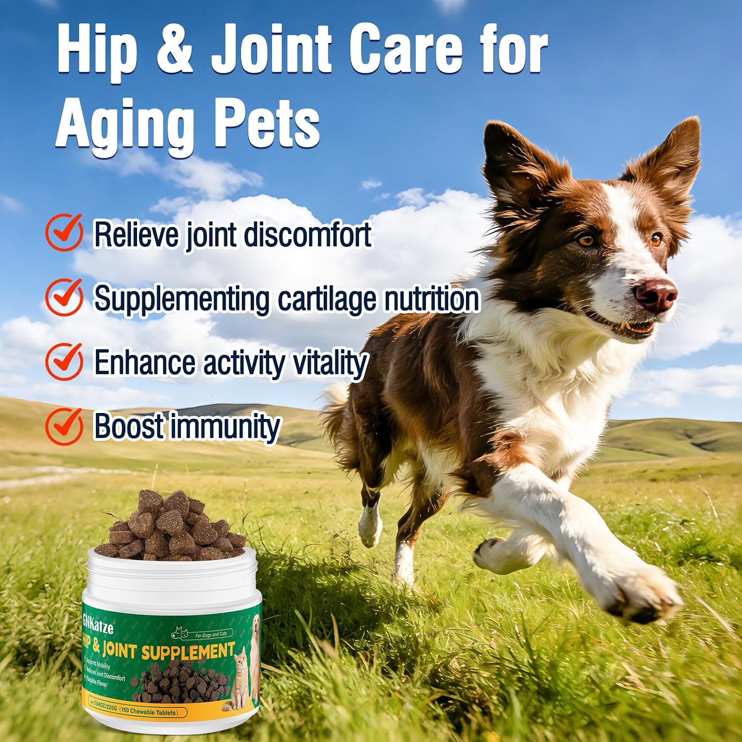 Joint & Hip Supplement for Dogs and Cats (150 Chewable Tablets) Glucosamine, Chondroitin & MSM-Supports Joint Health - All Breeds and Sizes - Image 3
