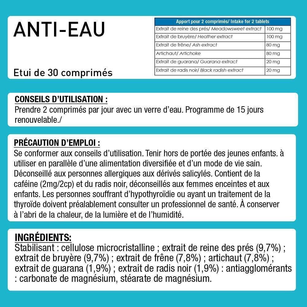 Anti-Water Slimming Program for Weight Loss, Slimming Drainer, Reduces Excess Water – Guarana, Artichoke – 30 Tablets Eric Favre - Image 5