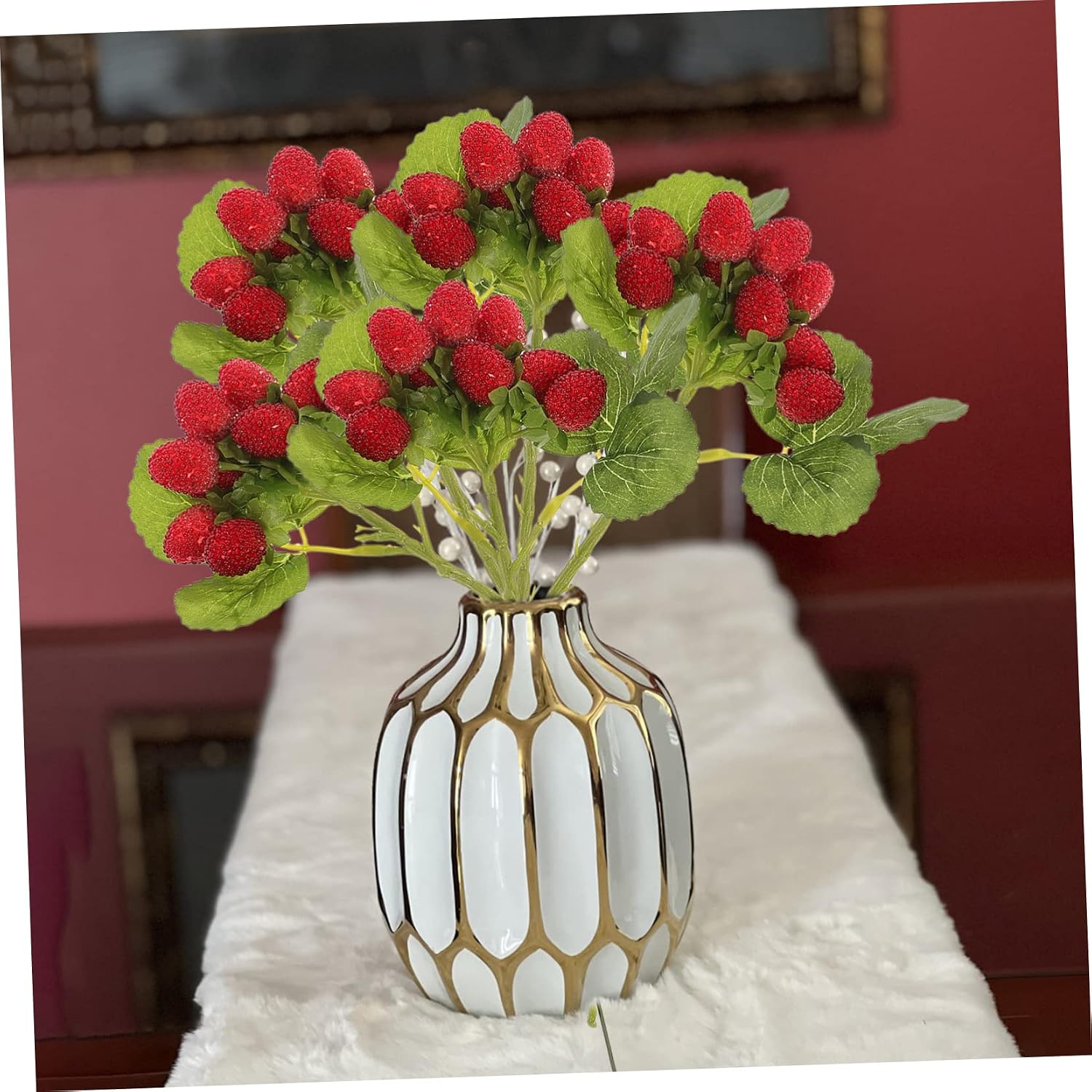 Alipis Set of 2 Artificial Berries Bouquet Blue Photo Props Office Decoration Artificial Flower Christmas Branch Party Decoration - Image 6