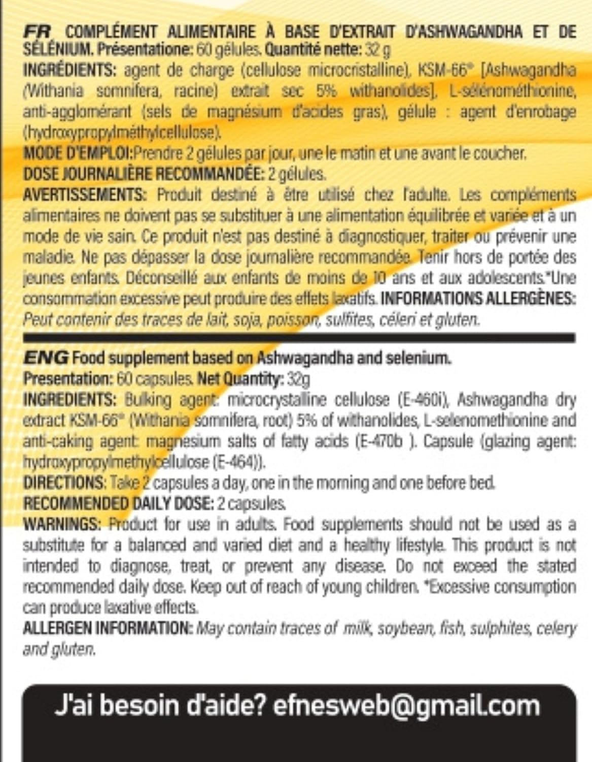 EFNE | Selenium + Ashwagandha KSM-66 + MAX T3 | Thyroid Gland & Heavy Metals | Ashwagandha KSM-66 Main Formula 400mg + 100mcg Selenium | 60 Capsules 100% Vegan - Image 6