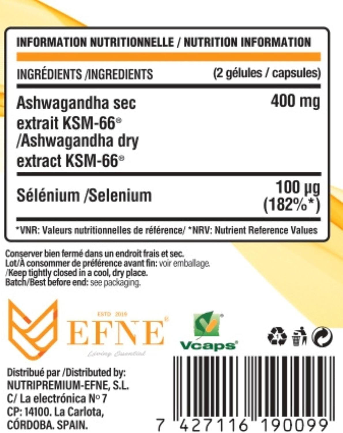 EFNE | Selenium + Ashwagandha KSM-66 + MAX T3 | Thyroid Gland & Heavy Metals | Ashwagandha KSM-66 Main Formula 400mg + 100mcg Selenium | 60 Capsules 100% Vegan - Image 7