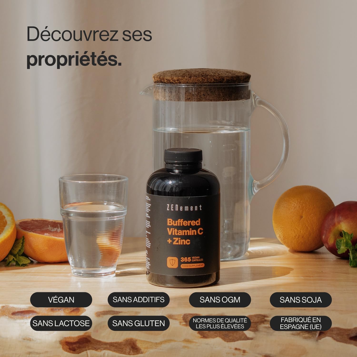 Vitamin C 1000 mg Tamponed + Zinc - Calcium Ascorbate - 365 Capsules - Image 3