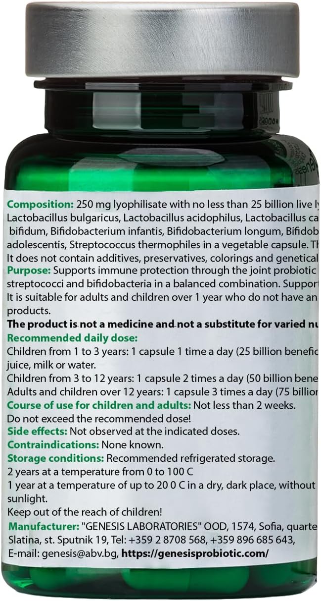 Genesis MegaMix Bio Probiotics – Dietary Supplement with Bifidobacterium and Lactobacillus spp. Immune Support, Digestive Health and Gut Flora 30 Capsules 250 mg - Image 3