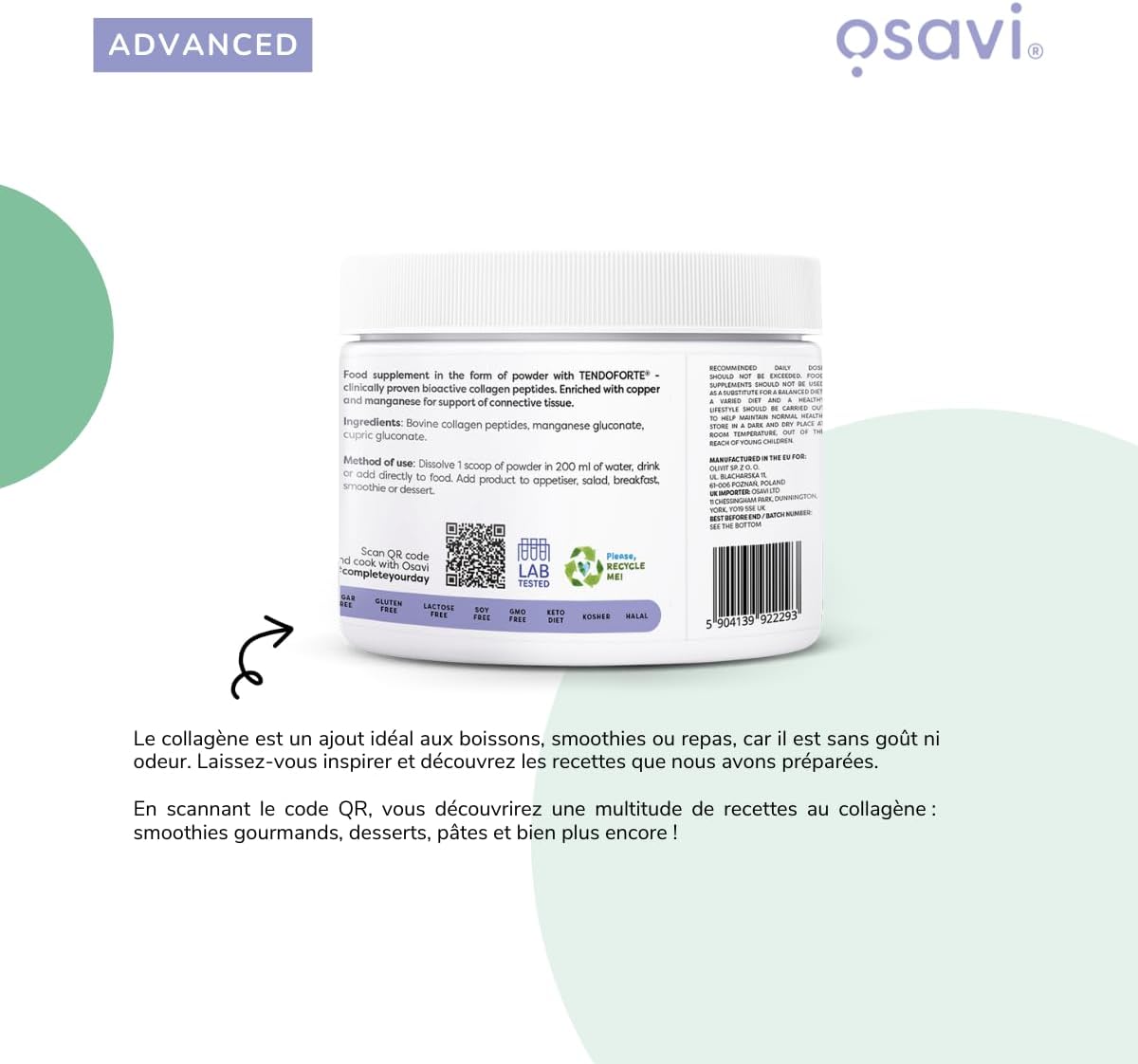 Osavi Collagen Peptides - Tendons & Ligaments - 150.9g - Image 9