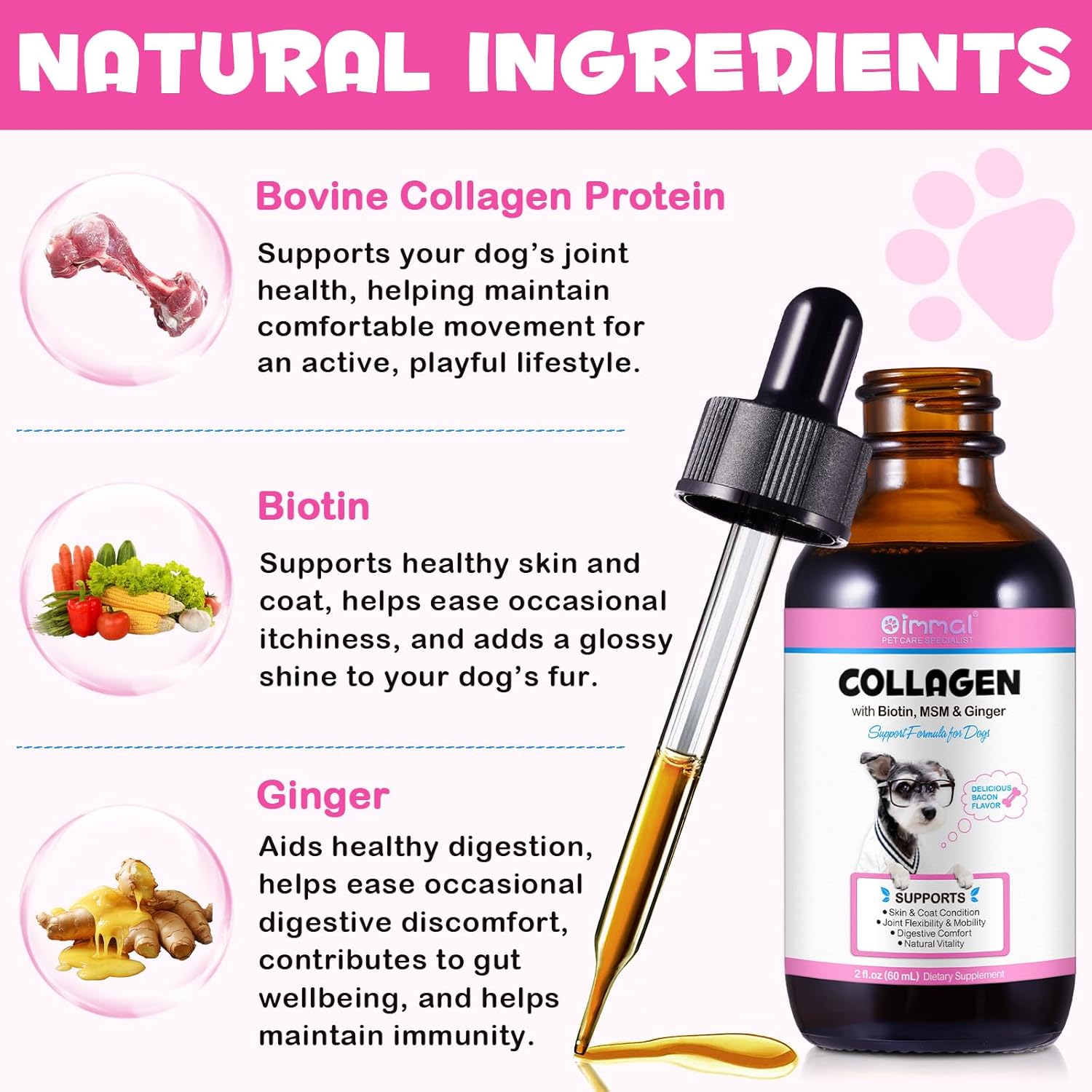 Dog Collagen Supplement, for Skin and Coat, Liquid Collagen for Dogs, Joint Supplement, Flexibility and Mobility, Hip and Joint Supplement, 2 fl oz - Image 7