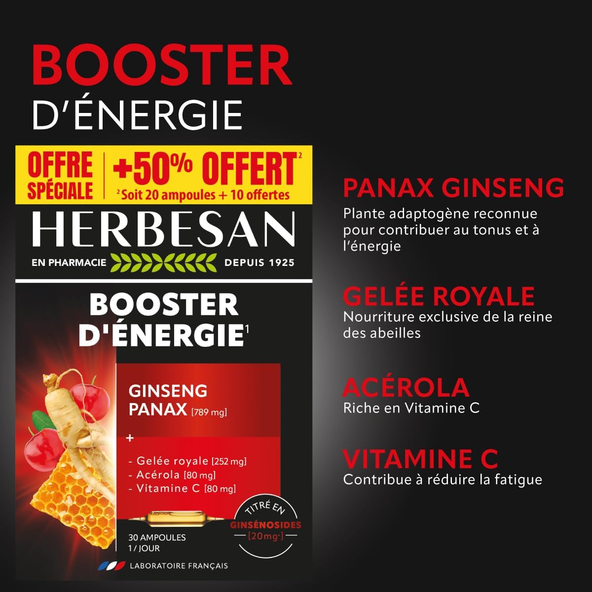 Ginseng, Panax Ginseng Meyer, Royal Jelly - Promo Size - Bulbs - Image 3