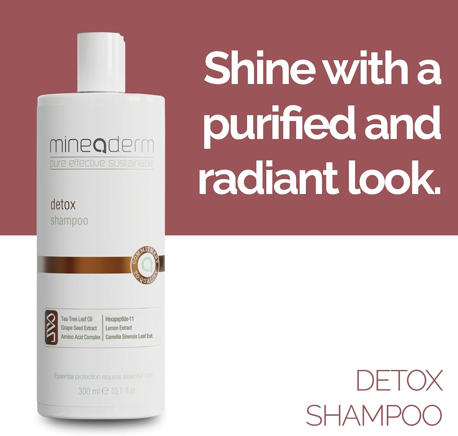 Mineaderm Detox Vegan & Sulphate Free Shampoo with Tea Tree Oil, Grape Seed Extract & Amino Acids - Deep Cleanses & Purifies Oily & Sensitive Scalps - Image 4