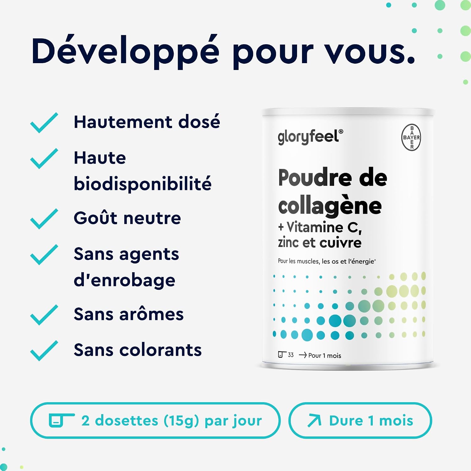 Flavorless Collagen Powder 500g With Patented Premium Ingredients, 12500mg Hydrolyzed Collagen Type I, Enriched With Vitamin C, Zinc and Copper, Supports Skin, Nails & Hair - Image 6