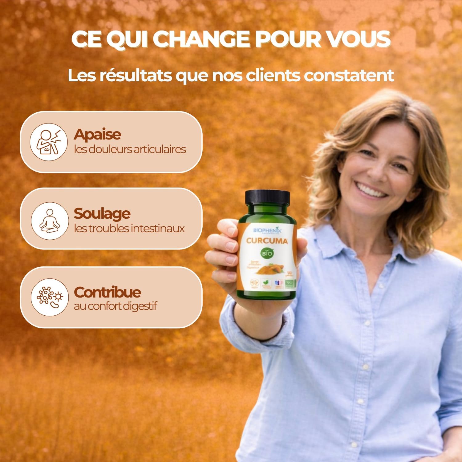 Biophénix Organic Turmeric 100% Vegetable 180 Capsules, Joints & Digestion - Image 4