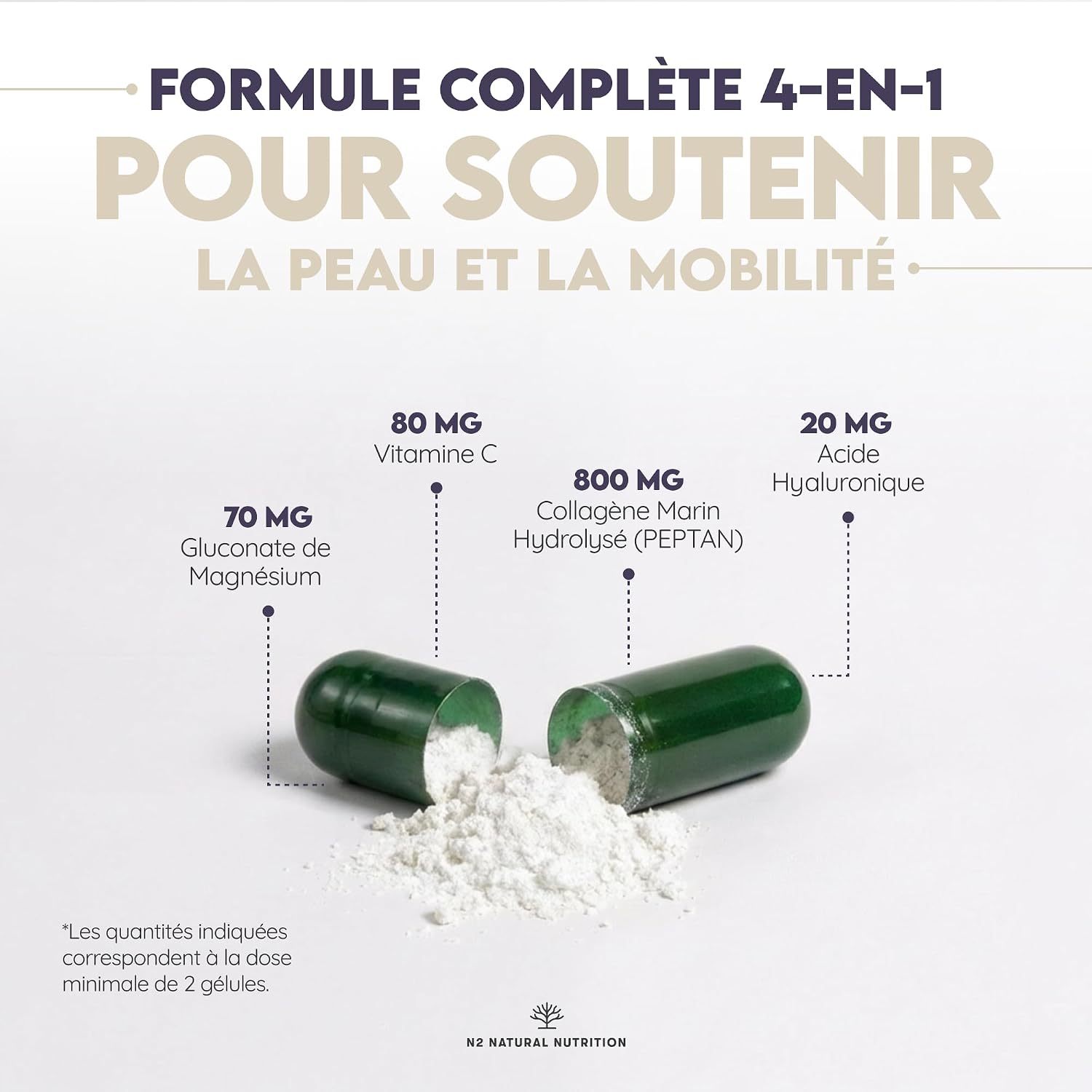 Marine Collagen & Hyaluronic Acid | Vitamin C | Magnesium | Anti Wrinkle | Anti Aging | Helps with Joints, Bones, Skin and Hair | Collagen Hydrolysate PEPTAN | EU | 90 Capsules | N2 Natural Nutrition… - Image 6