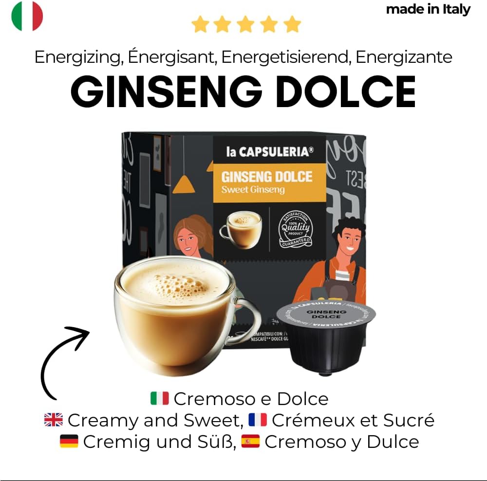 Ginseng (96 Capsules) Compatible with Nescafé Dolce Gusto, Pack of 6 x 16 Capsules (96 Servings Total) la Capsuleria - Image 3
