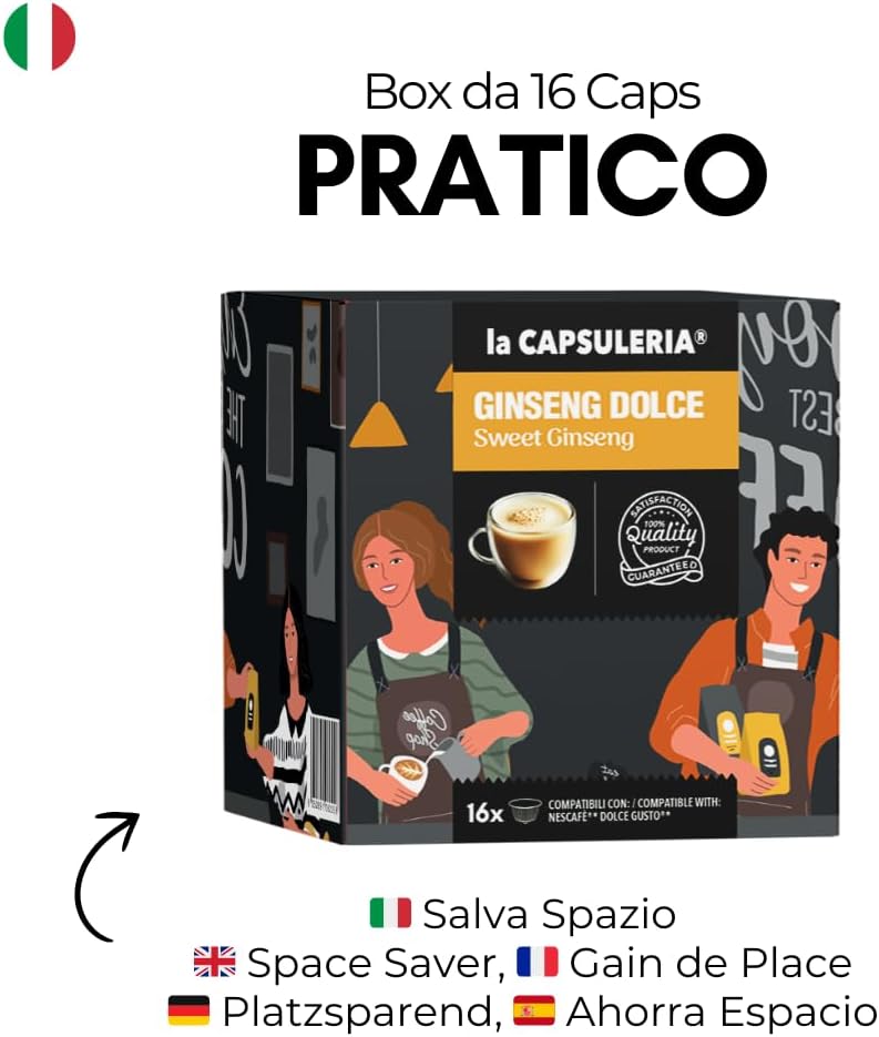 Ginseng (96 Capsules) Compatible with Nescafé Dolce Gusto, Pack of 6 x 16 Capsules (96 Servings Total) la Capsuleria - Image 5