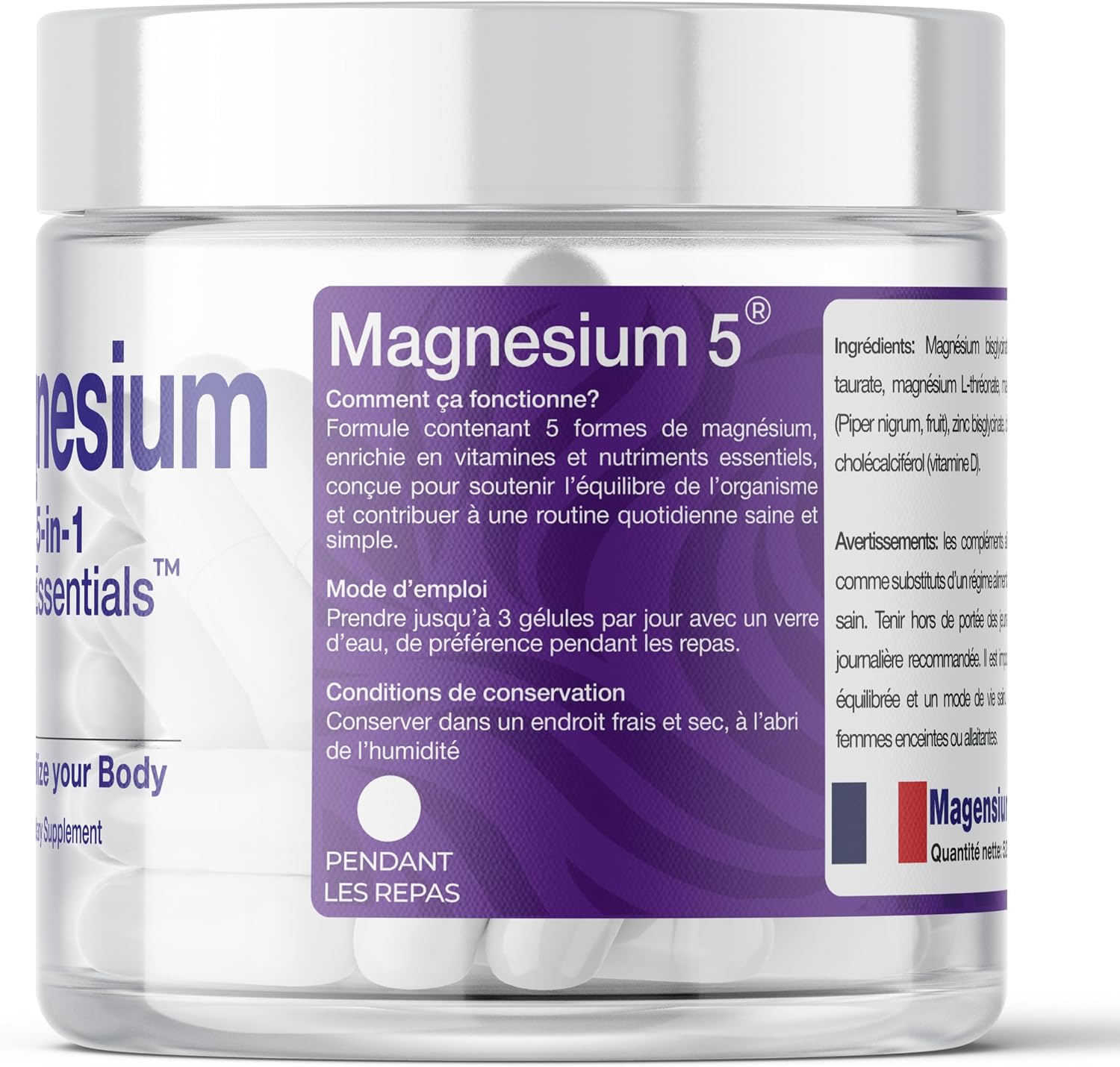 Magnesium – High Bioavailability Complex – Complex 5 Forms 1950mg Per Dose – Muscle & Nerve Functions – Bisglycinate & L-Threonate + Citrate Malate – 90 Vegetable Capsules - Image 3