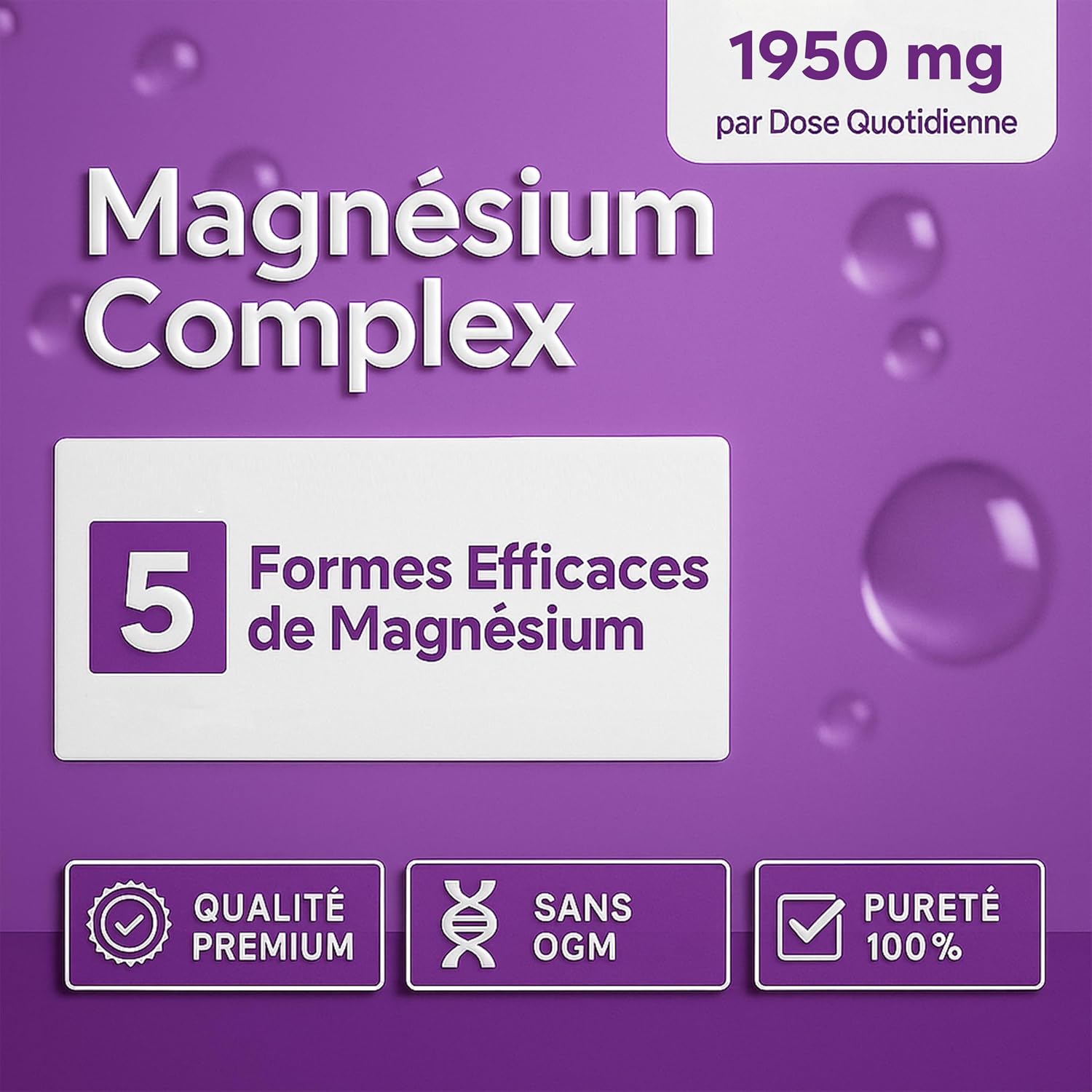 Magnesium – High Bioavailability Complex – Complex 5 Forms 1950mg Per Dose – Muscle & Nerve Functions – Bisglycinate & L-Threonate + Citrate Malate – 90 Vegetable Capsules - Image 7