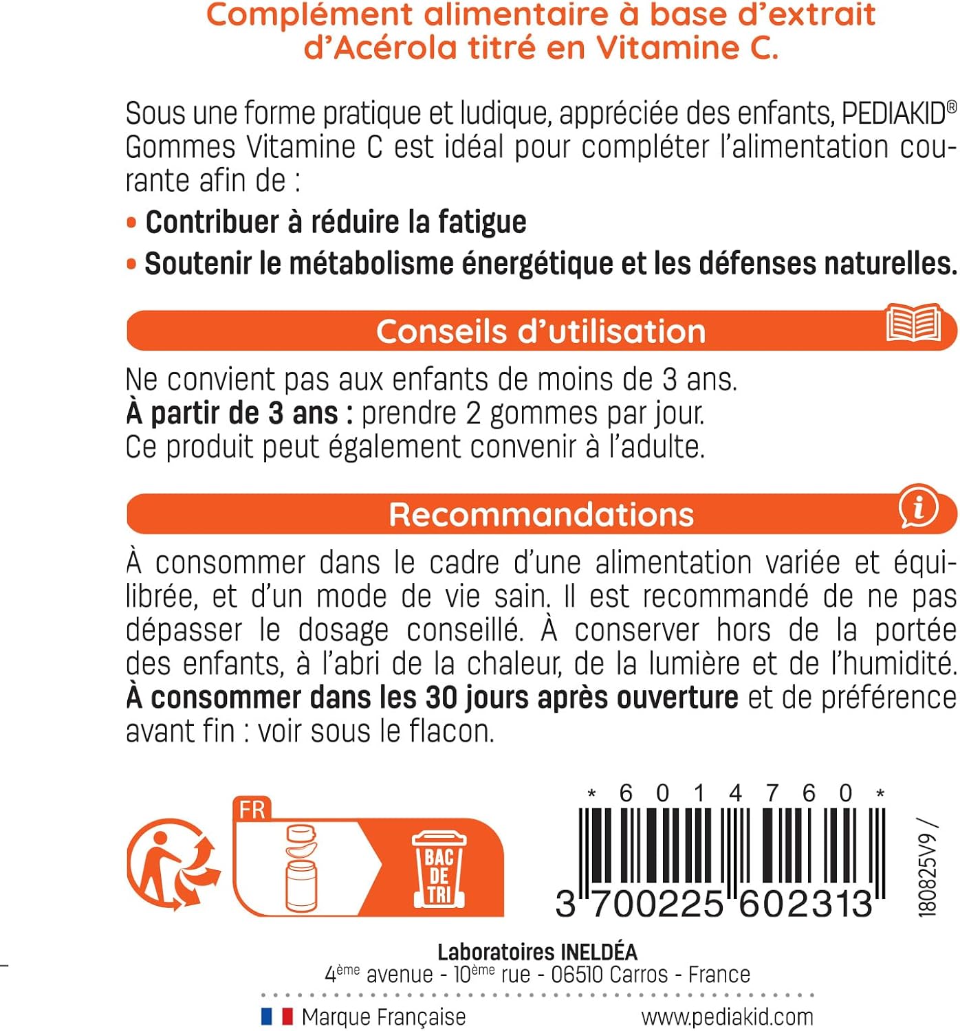 PEDIAKID Children's Vitamin C Erasers Energy, Fatigue & Immunity 60 Bears - Image 3