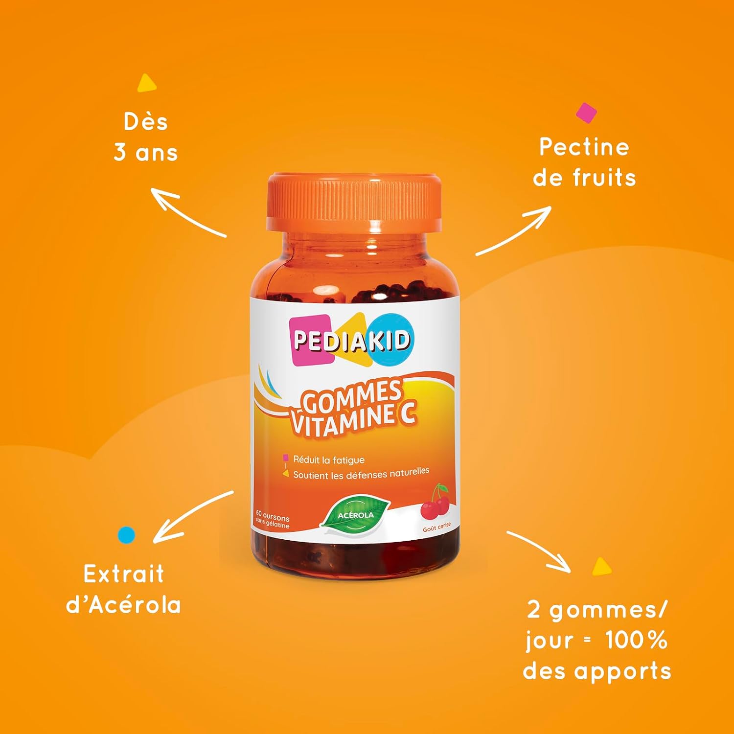 PEDIAKID Children's Vitamin C Erasers Energy, Fatigue & Immunity 60 Bears - Image 4