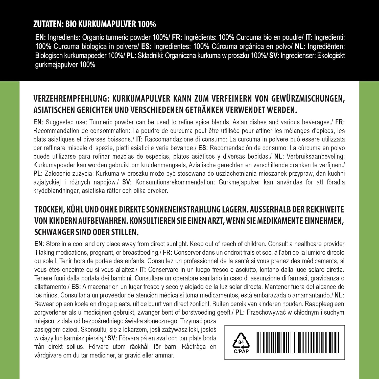Alpi Nature Turmeric Root Organic Powder 500g, Ground Turmeric Root Powder for Kitchen - Image 4