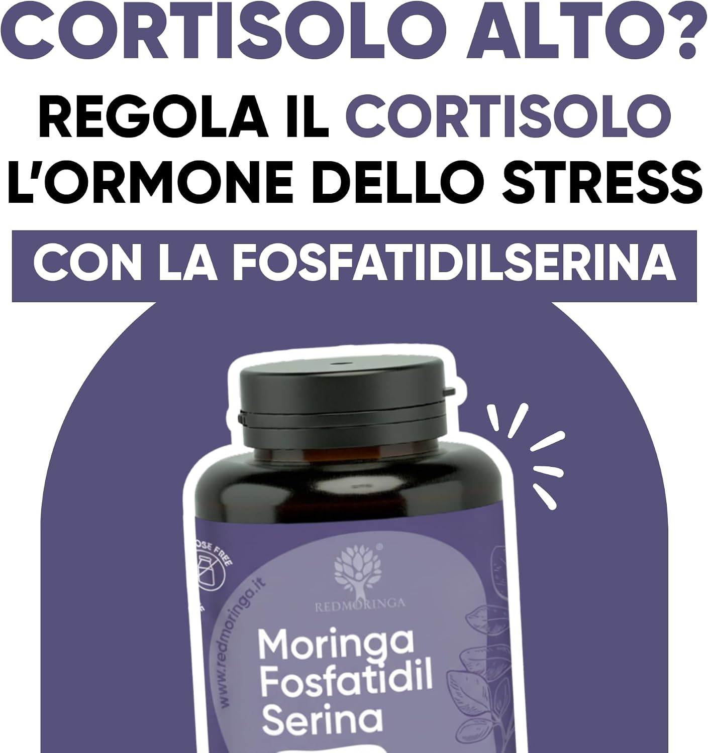 Phosphatidylserine 450 mg + Moringa | Reduces Cortisol, Stress & Fatigue | Memory, Concentration & Metabolism | 180 Capsules | Made in Italy RedMoringa - Image 4