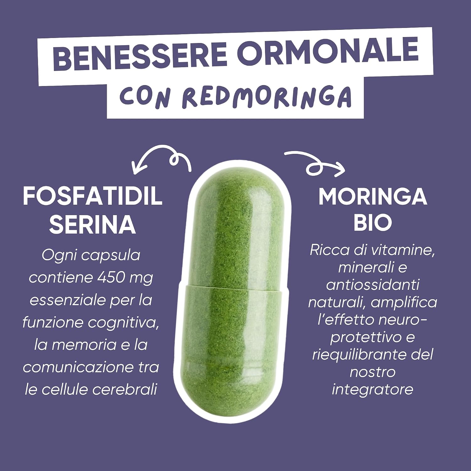 Phosphatidylserine 450 mg + Moringa | Reduces Cortisol, Stress & Fatigue | Memory, Concentration & Metabolism | 180 Capsules | Made in Italy RedMoringa - Image 7