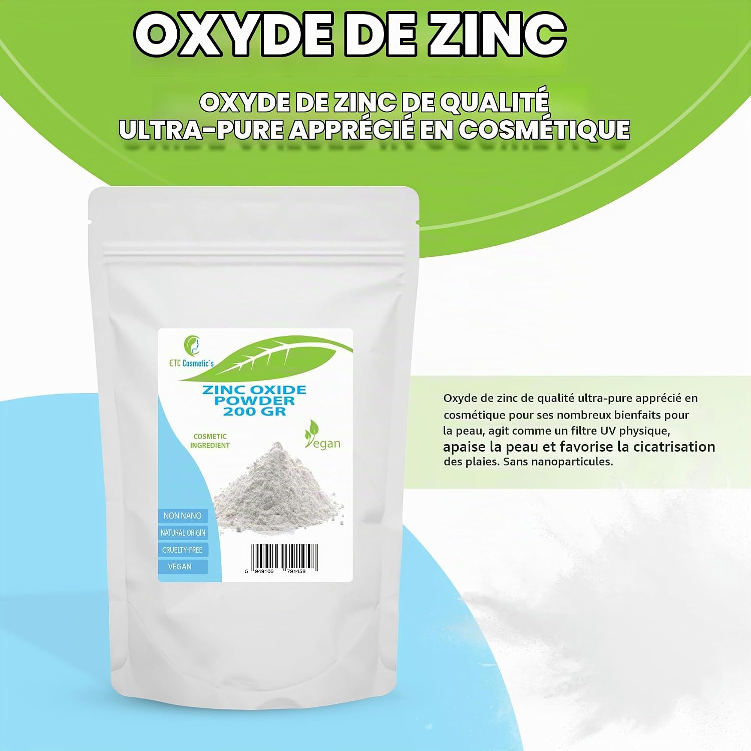 Zinc Oxide Powder 200g Cosmetic Ingredient High Purity Material Non Nano - Image 5