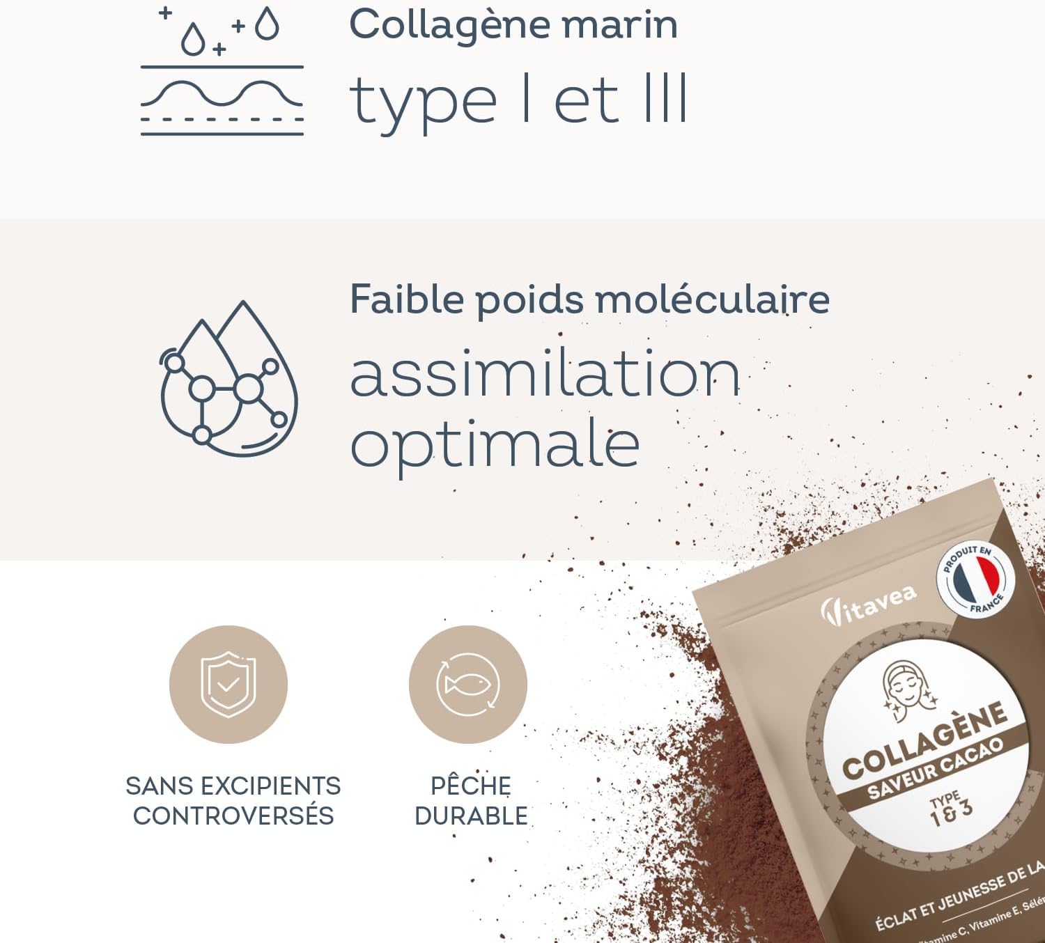 Marine Collagen Cocoa Powder - 5000 mg - Hydrolyzed Peptides 2000 Da - Image 3