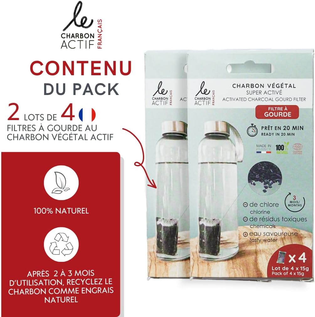 Set of Water Filters French Vegetable Activated Carbon Super Activated Granules - In Just 20 Minutes - Natural for Jug, Bottle, Bottle - Filter Running Water (8) - Image 4