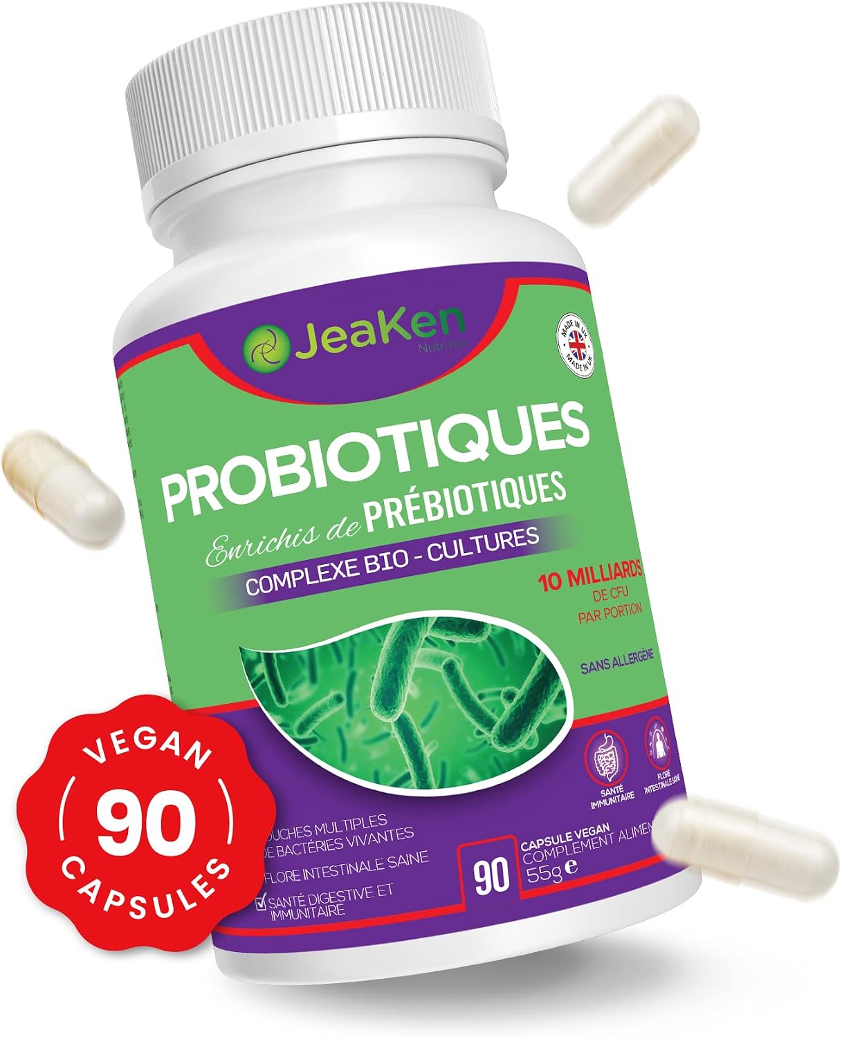 PROBIOTICS Enriched with Prebiotics - Food Supplement Against Bloating - Supports Gut Health, Digestion, and Improves Gut Microbiota, 90 Vegan Capsules. - Image 11