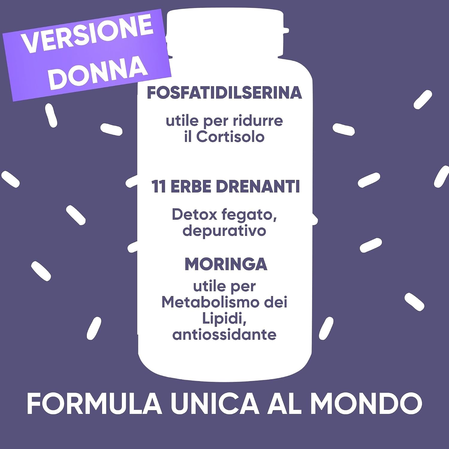 Low Cortisol Women - Phosphatidylserine 450 mg + Organic Moringa + Liquid Drainage 11 Herbs with Dandelion, Birch, Pineapple - Stress, Liver Purification and Retention - Made in Italy RedMoringa - Image 4