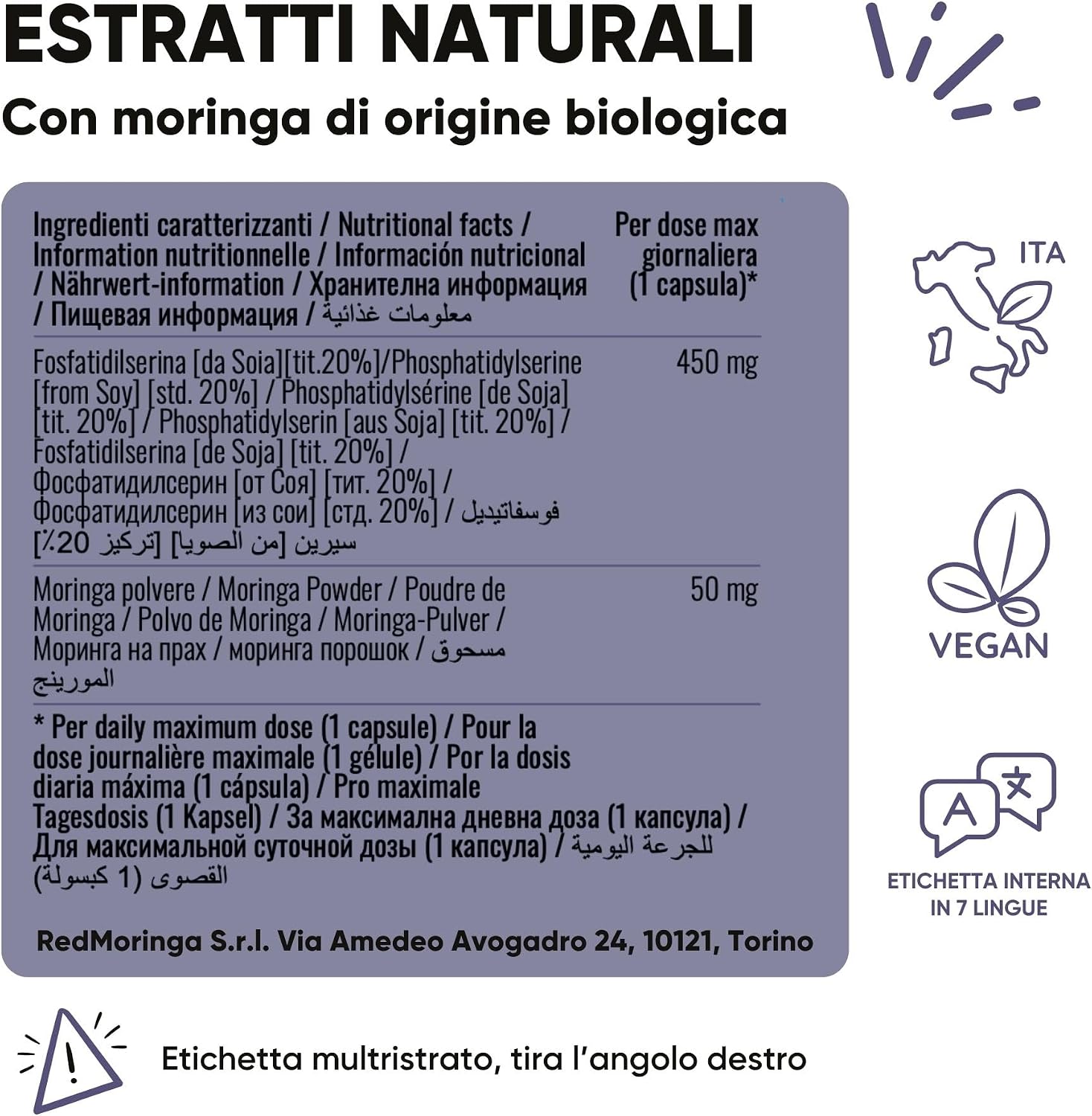 Low Cortisol Women - Phosphatidylserine 450 mg + Organic Moringa + Liquid Drainage 11 Herbs with Dandelion, Birch, Pineapple - Stress, Liver Purification and Retention - Made in Italy RedMoringa - Image 7