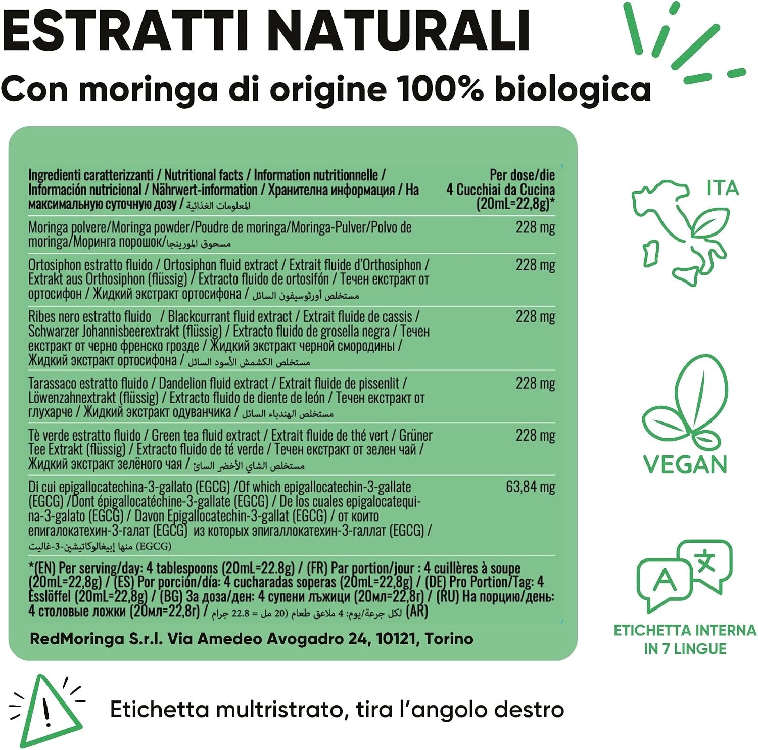 Low Cortisol Women - Phosphatidylserine 450 mg + Organic Moringa + Liquid Drainage 11 Herbs with Dandelion, Birch, Pineapple - Stress, Liver Purification and Retention - Made in Italy RedMoringa - Image 8